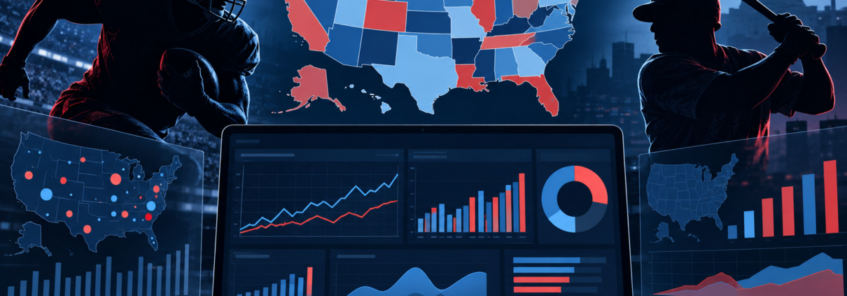 Editorial illustration of Michigan sports betting handle data and state market charts