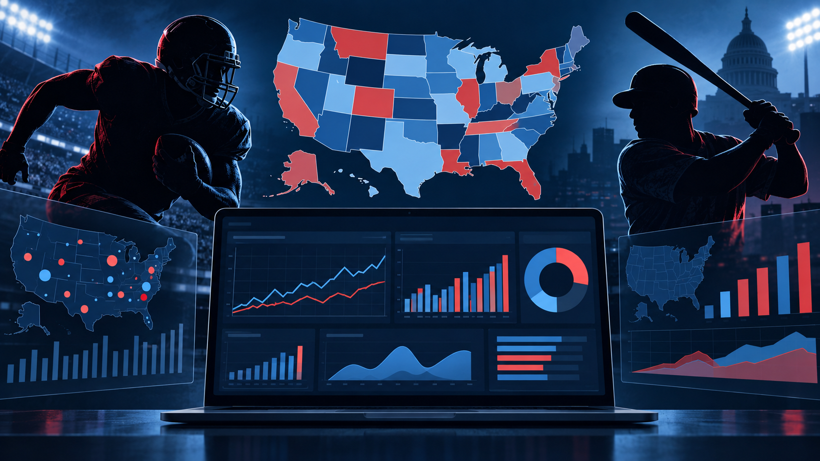 Editorial illustration of Michigan sports betting handle data and state market charts