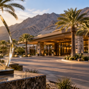 Editorial illustration of Pechanga casino resort, a travel award, and a California resort setting