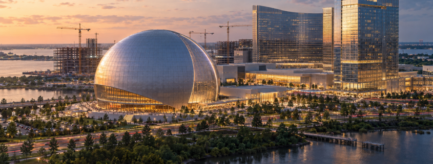 Editorial illustration for Sphere National Harbor Renderings Show a Venue Larger Than Its ‘Mini Sphere’ Label